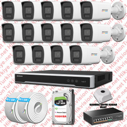 Hikvision 14 İp Güvenlik Kamerası Seti 4mp Colorvu Hibrit